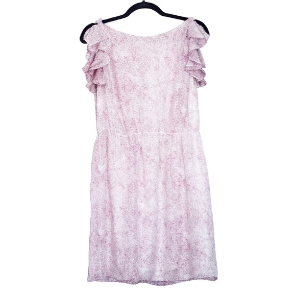 purple ruffle sleeve dress